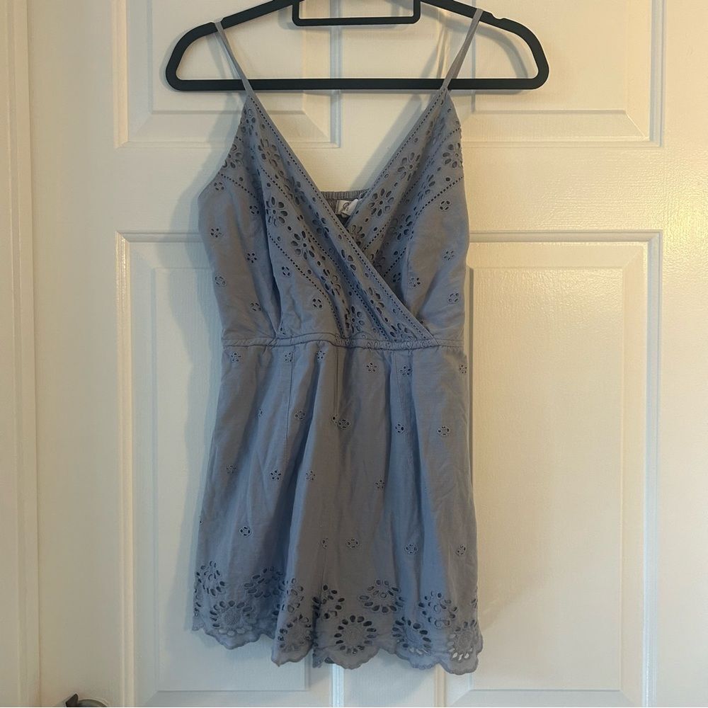 Japna Eyelet Romper w/ Scalloped Trim